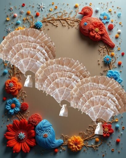 Renkli Büzgülü Baskısız Bez Kese